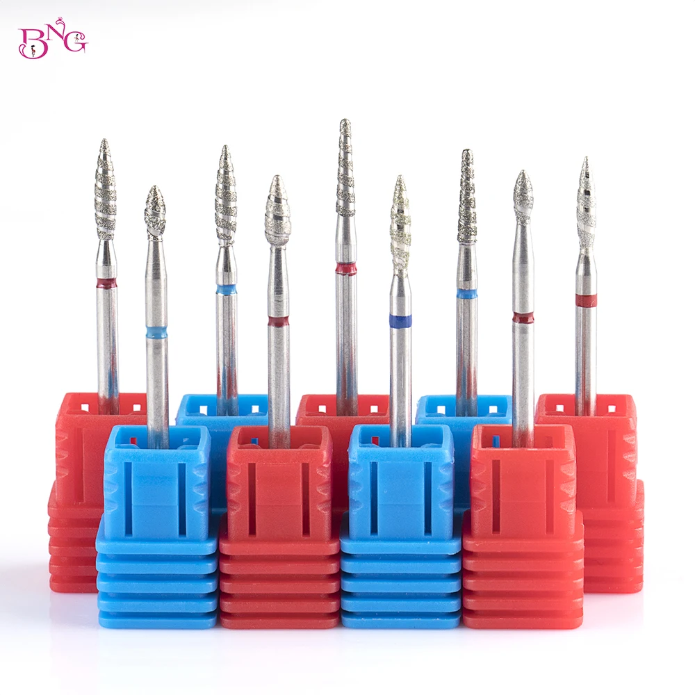 BNG Tornado Flame Nail Drill Bits Diamond Manicure Drill Bits Cuticle Clean Burr Milling Cutter Bits Nails Accessories Tool