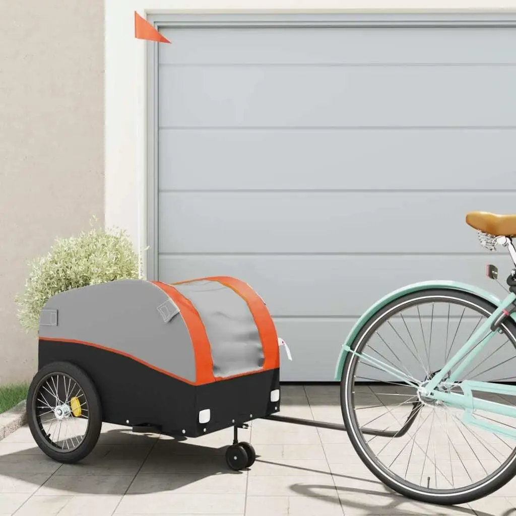 

Heavy-Duty Black & Orange Bike Trailer - 99.2 lb Iron Construction for Durability