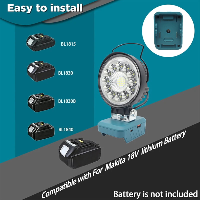 Portable LED Work Light for Makita 18V Battery-Cordless Handheld Flood Lights Applicable to Job Site Lighting-30W 4500LM