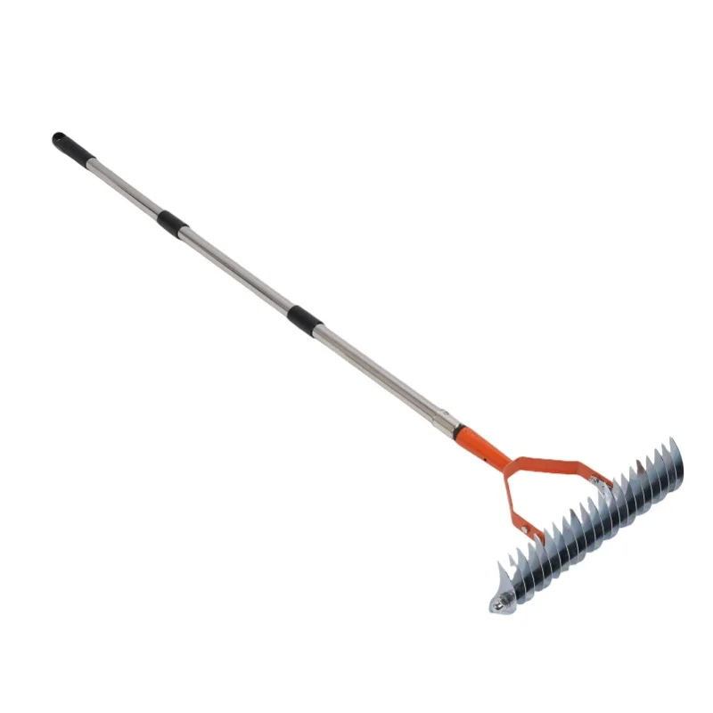 Thatch Rake Detachable Ergonomic Handle Curved Steel Tines Wide Head Dead Grass Rake Lawn Dethatcher