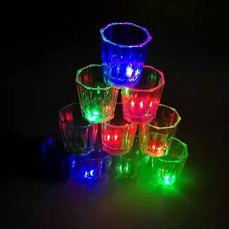 NOW ENJOY12/24Pcs LED Glow Cup Light Up Shot Cup Flash Drinking Glasses Glow in The Dark Party Drinking Cups Home Bar Club Party
