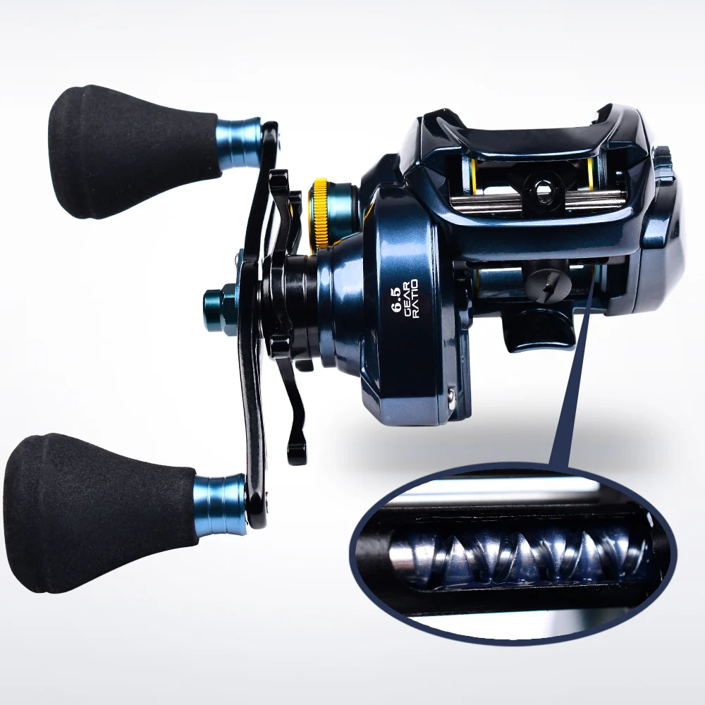 PROBEROS Baitcasting-Rolle 6,5:1 Übersetzungsverhältnis 6+1BB 20 kg/44 lb Drag 243/245 g Metallgehäuse Cast Drum Wheel Salzwasser-Angelrolle Pesca – Detail 19