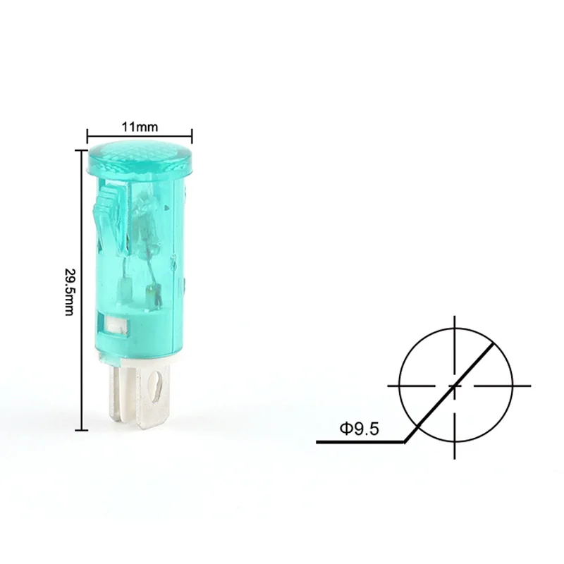 10Pcs/Lot MDX-14A Card Type Indicator Light 12/24/220/380V Flat Head Plastic Indicator Red Green Yellow Freezer Power Indicator