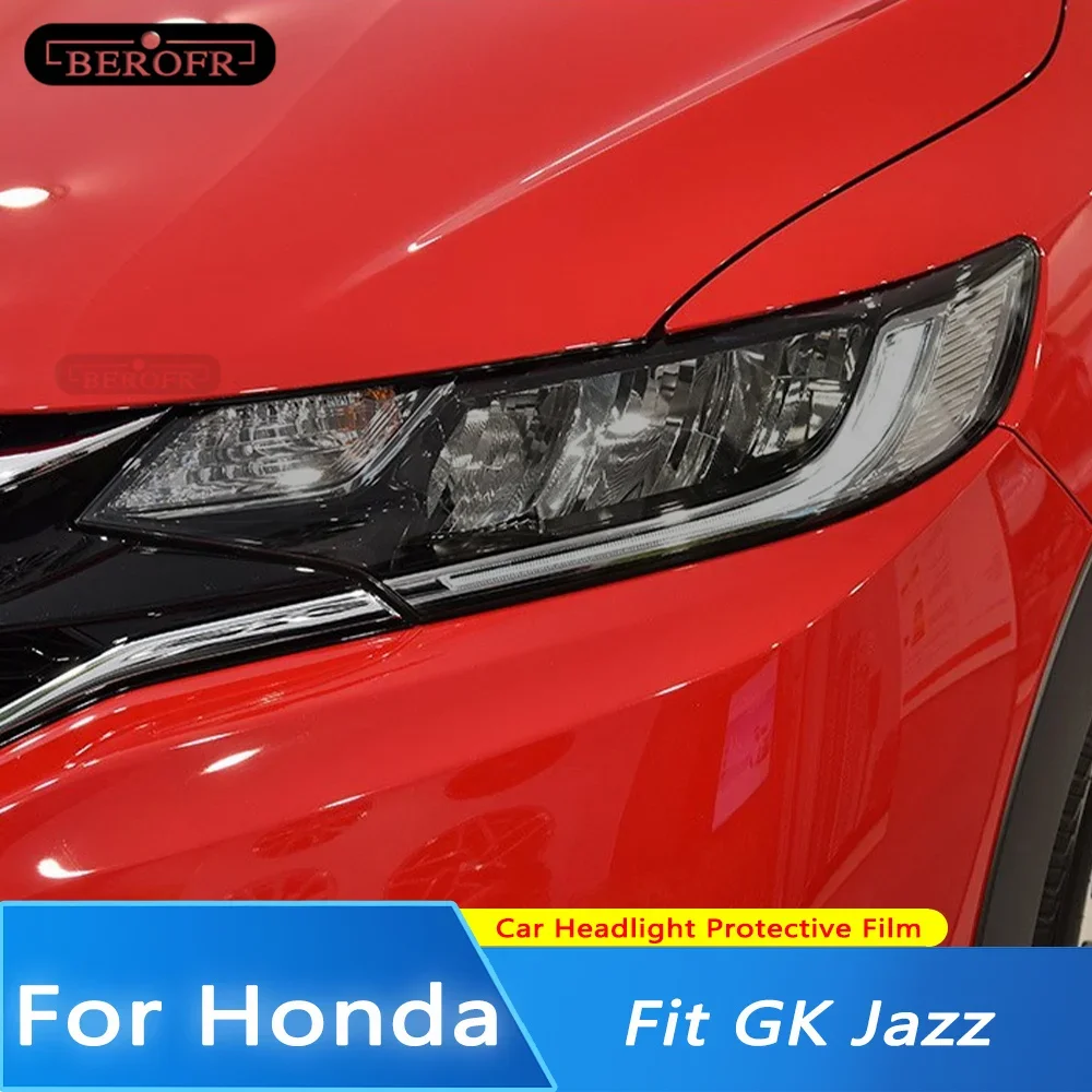 

For Honda Fit GK Jazz 2014-2019 Car Headlight Protection Tint Film Smoke Black TPU Protective Transparent Car Lamp Film Stickers