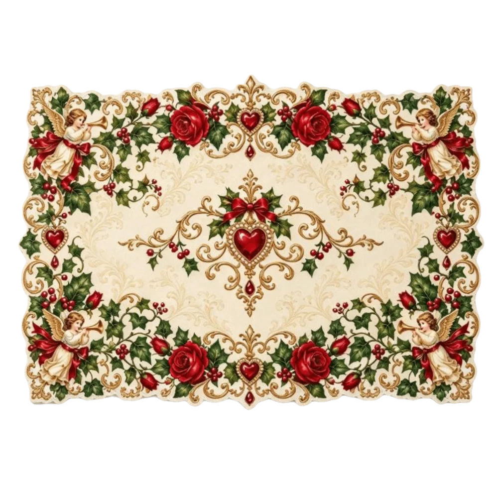 Santa Claus Christmas Table Placemat Coaster Snowman Elk Xmas Table Mat Heat Resistant Non Slip Square Dining Mat Holiday Dining