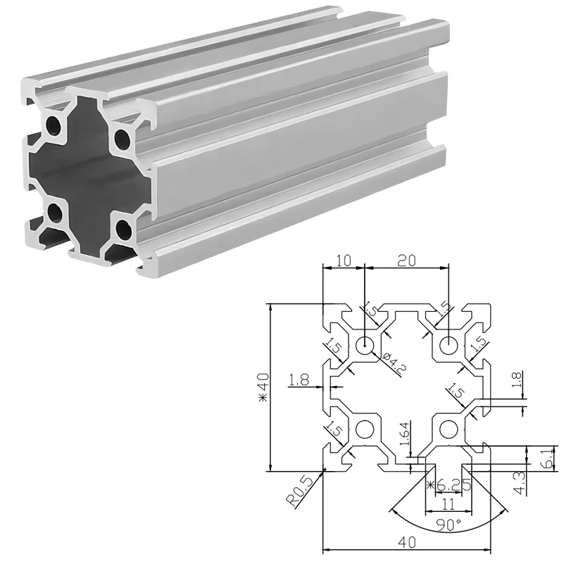 2Pcs 4040 V-Slot Aluminum Extrusion Profile 550-1500mm EU Standard Aluminum Linear Rail Sliding Slot for 3D Printer CNC Router