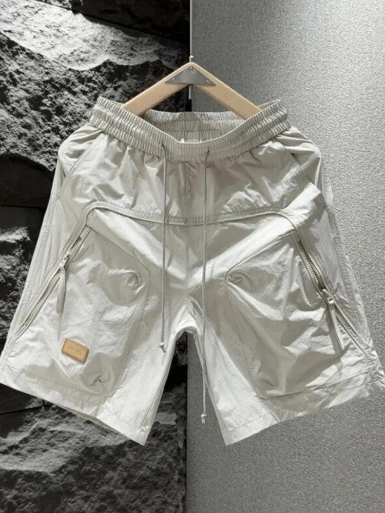 

Спецодежда из ледяного шелка, мужские летние модные винтажные большие американские элитные спортивные брюки, повседневные брюки средней длины пять четвертей