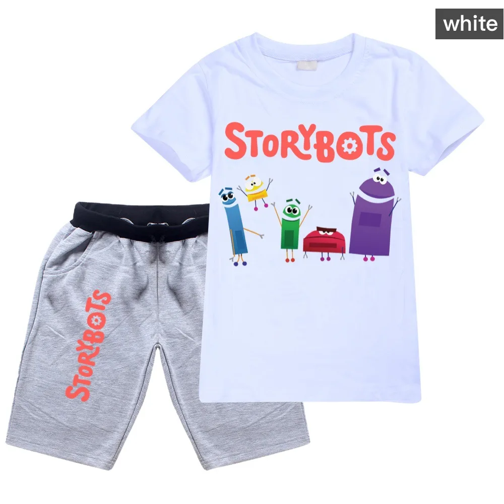 Kid Summer Storybots children's clothing set Boys and girls cartoon T-shirt shorts set boutique children's clothing2254