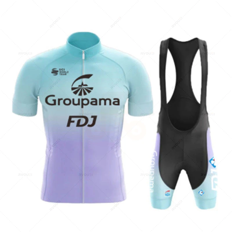 Fdj Team Short Sleeve Cycling Jersey Set, Breathable Mtb Maillot, Outdoor Sports, Bib Pant, Summer Clothing, 2024