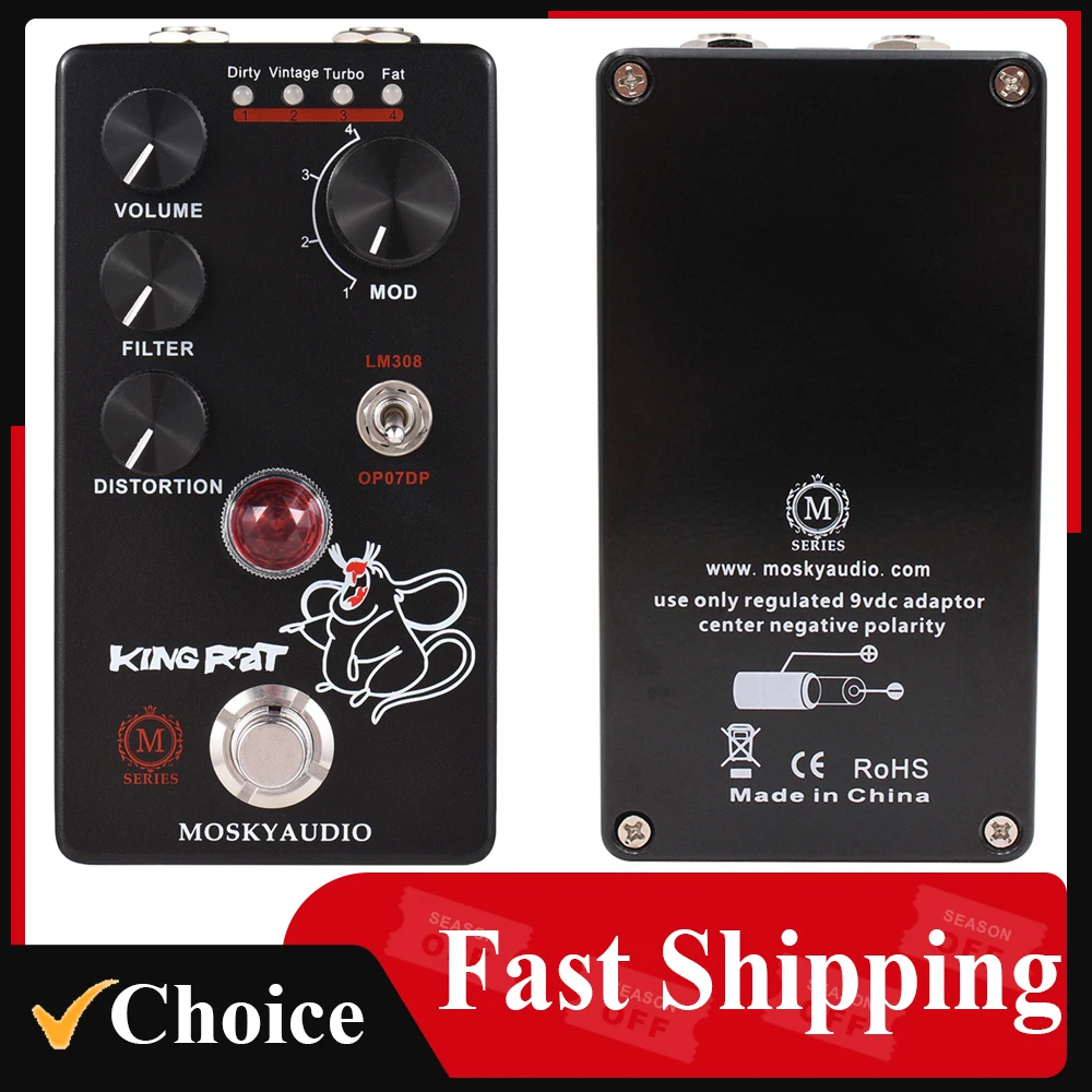 MOSKYAUDIO KING RAT Guitar Pedal Distortion Effects True Bypass Pedal Guitarra Fuzz Distortion for Electric Guitar Accessories