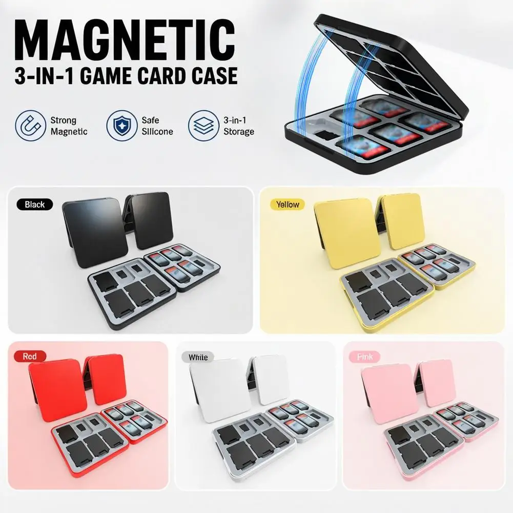 Magnetic Silicone Three In One Card Box Multifunctional Storage For NS Gaming Card SD Card TF Card Travel Protection Storage Box