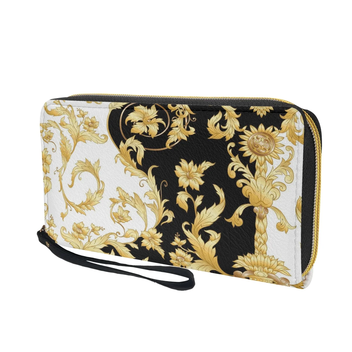 Golden Baroque Scroll Womens Casual Cluth Purse High Quality Pu Leather Mini Fun Purse Card Wallet carteras para mujer DIY Gifts