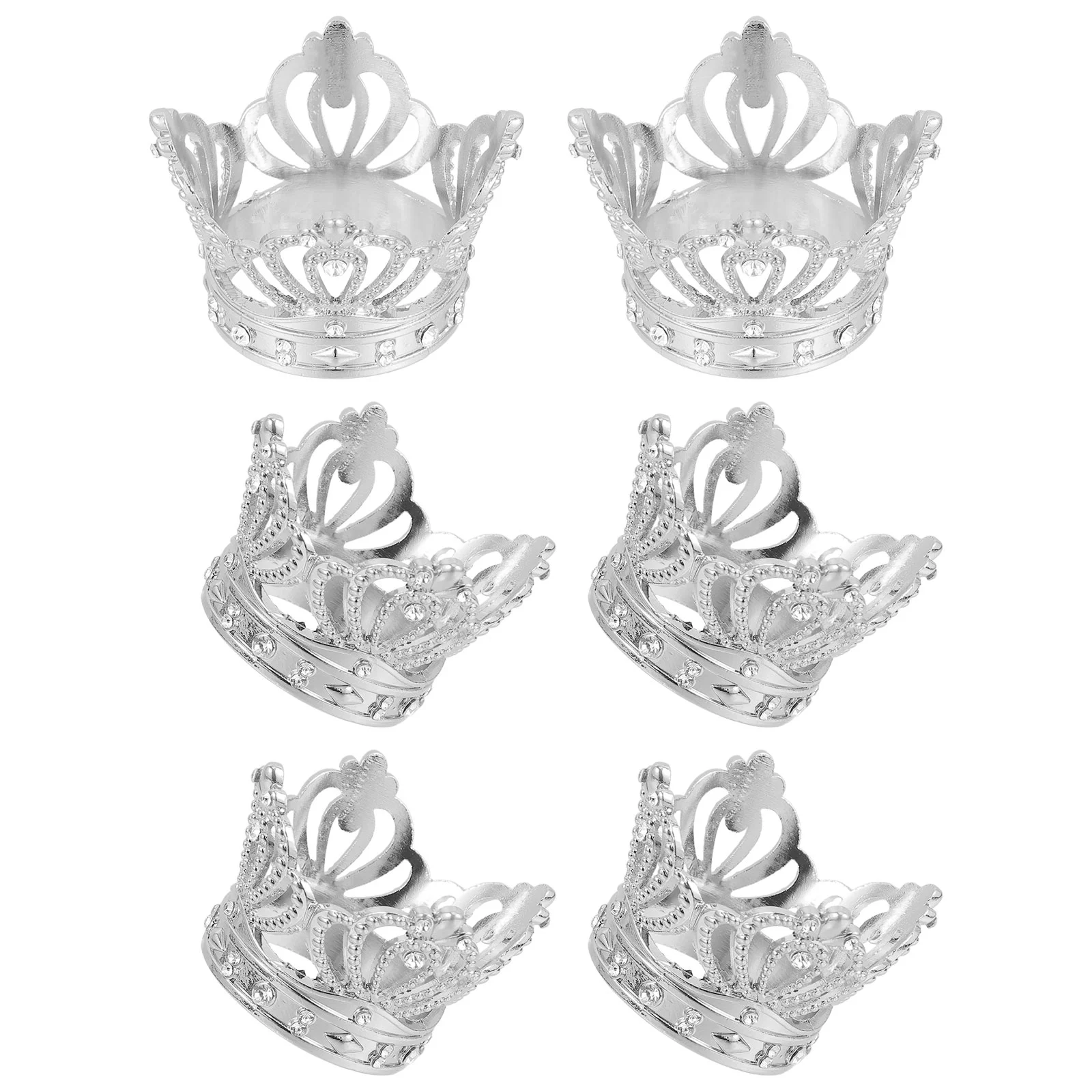 6 Pcs Crown Napkin Ring Holiday Rings Holder Buckle Dining Table Rhinestones Decor Accessory Hotel Banquet