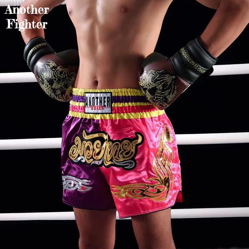 

Muay Thai Shorts Stylish Color Block Kickboxing Shorts Boxing Trunks for Men Women Child Gym Workouts Martial Arts Events Pants