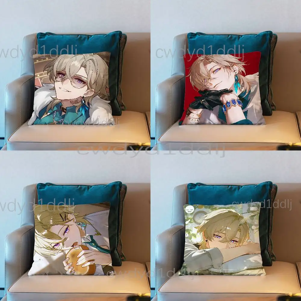 Aventurine H-Honkai Star Rail HSR Cushion Cover Pillow Cover Decor Pillowcase Printed Cushion Case For Couch