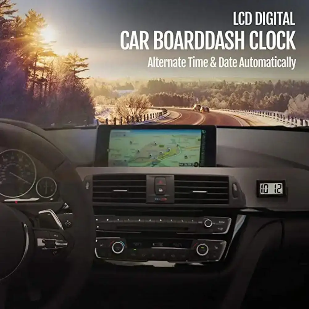 Mini Digital Car Clock Decorative Large Screen Car Clock Mini Clock Dashboard Self Adhesive Ornament Car Electronic Accessories