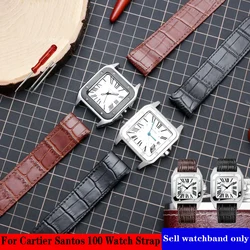 Genuine Leather Wristband for Cartier Sandoz Santos 100 Watch Band Soft Comfortable Watchband Accessories 20mm 23mm Watch straps