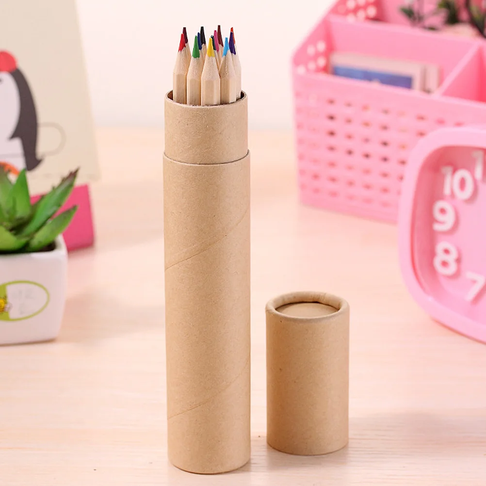 12pcs Colored Set Flexible Drawing Artist Sketching Pencils Set Colored Barrelled Pencil Painting Paper Pencil Box (Long Style)