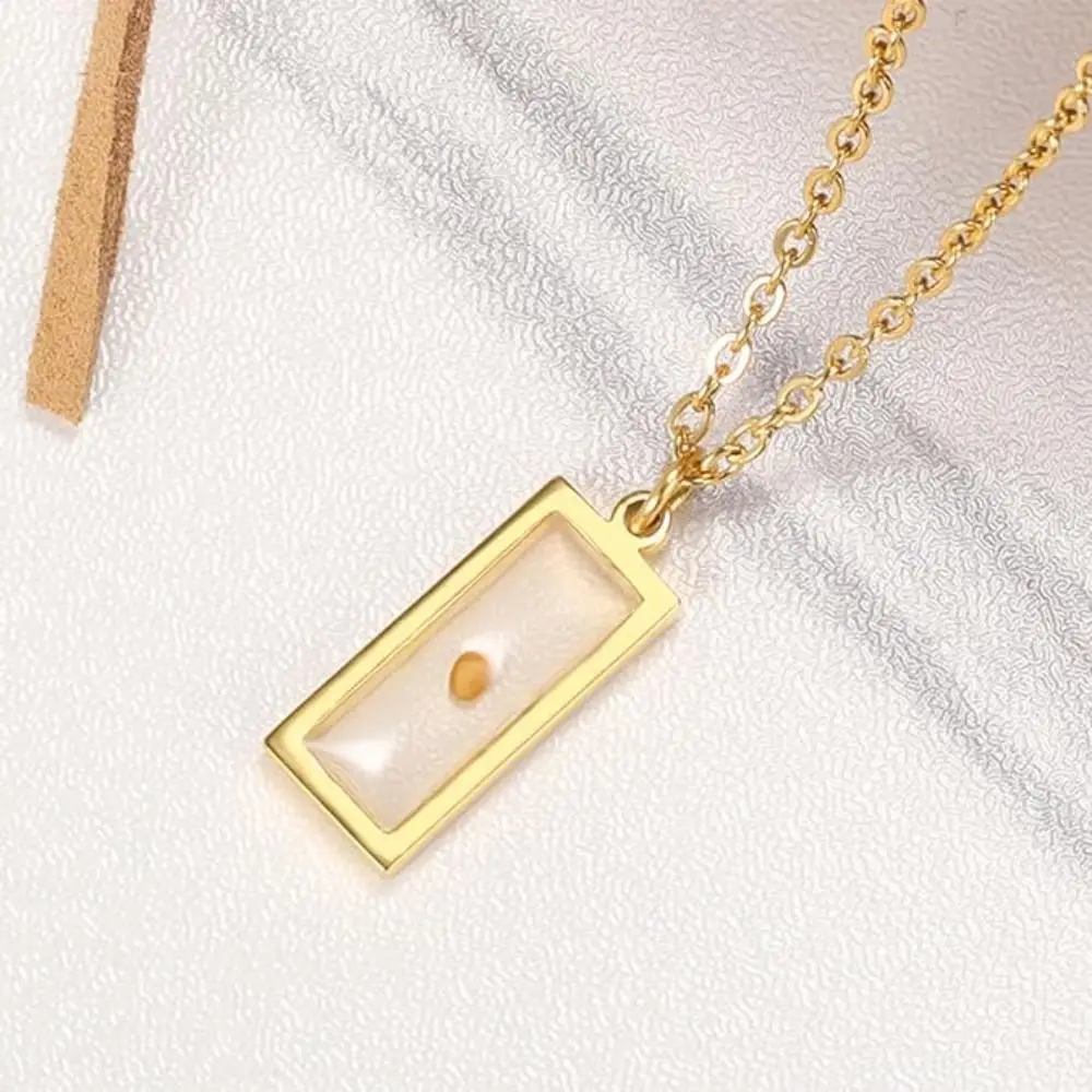 Christian Gift Mustard Seed Necklace Silver Color Stainless Steel Pendant Necklace Rectangular Shape Gold Color Chain Necklace