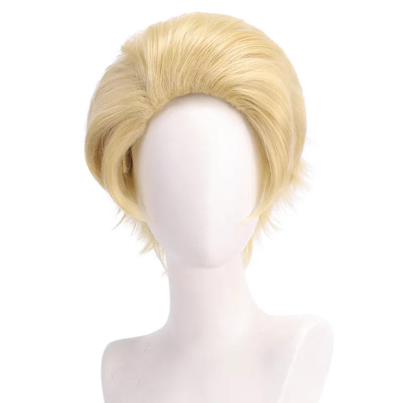 Disfraces de pelo corto dorados para hombres, peluca cosplay de Anime HAZBIN Lucifer Morningstar