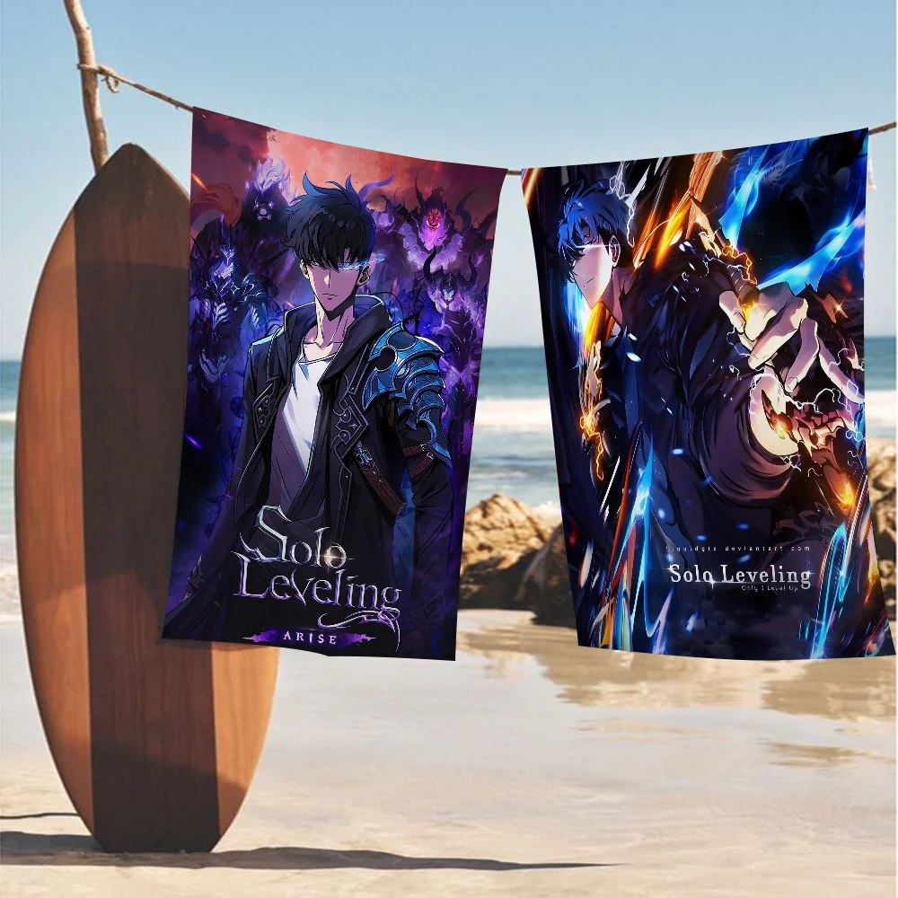 

S-solo L-leveling Anime Anime Beach Swimming Towel Soft Absorbent Washcloth Children's Gifts For Kids Travel Camping Gym