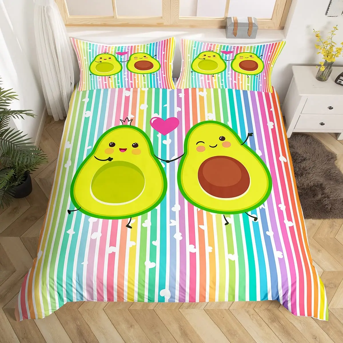 Avocado Duvet Cover Queen Cute Fruit Full King Single Size Children Cartoon Duvet Cover Bedclothes Nordic Quilt Cover for Home