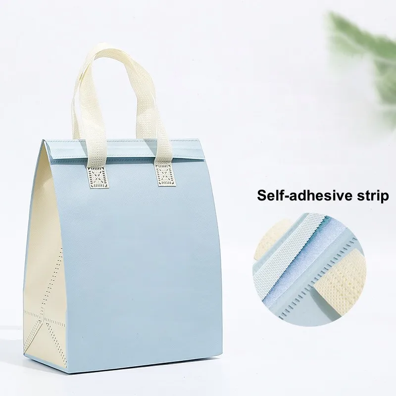 StoBag 10pcs Non-woven Lunch Tote Bags Box Portable Fabric Food Cake Drinks Packaging Keep Warm Cold Delivery Reusable Pouches