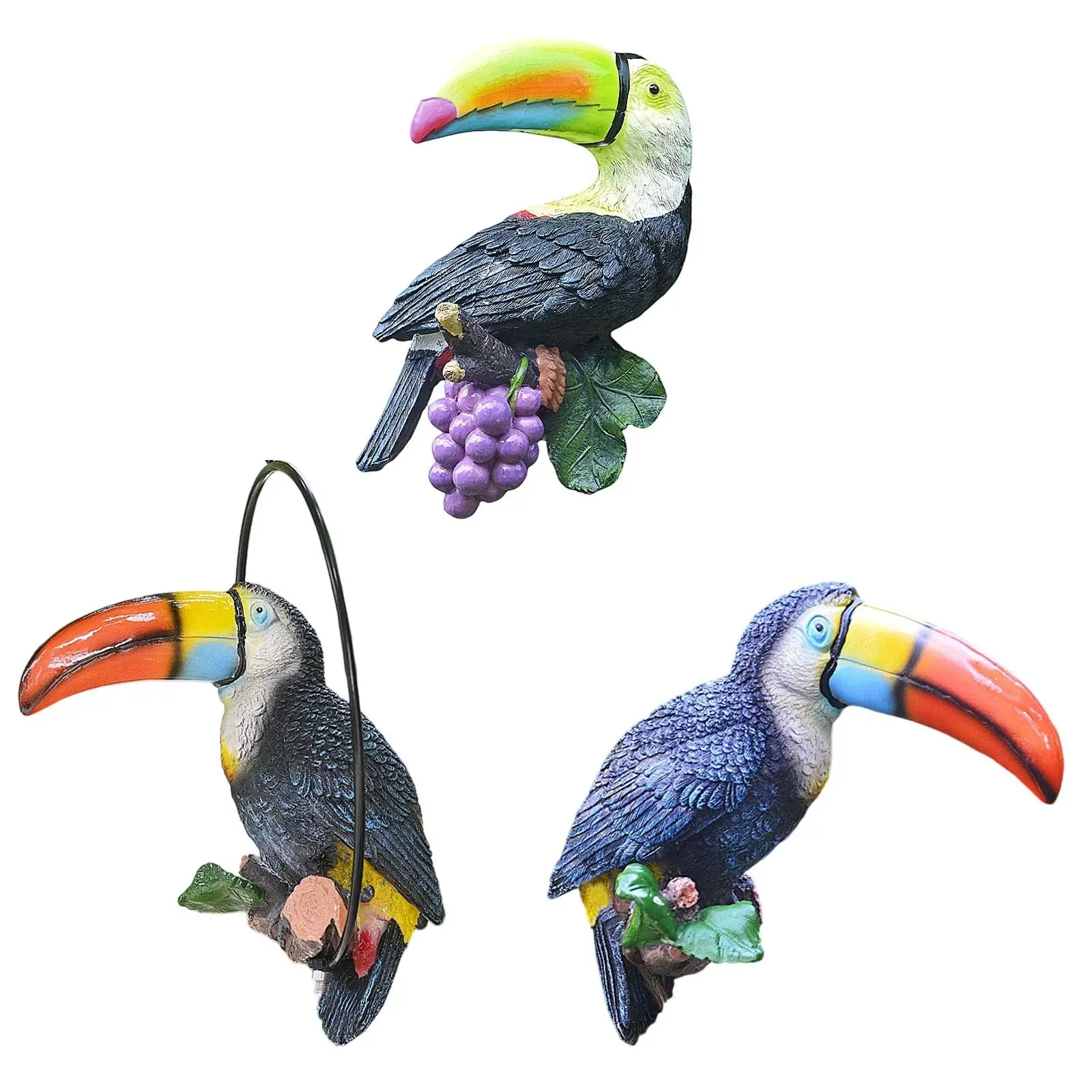 Toucan Tree Hugger Decor Simulation Lawn Exotic Bird Adorable Multicolor Garden Statue for Home Office Flower Bed Patio Porch