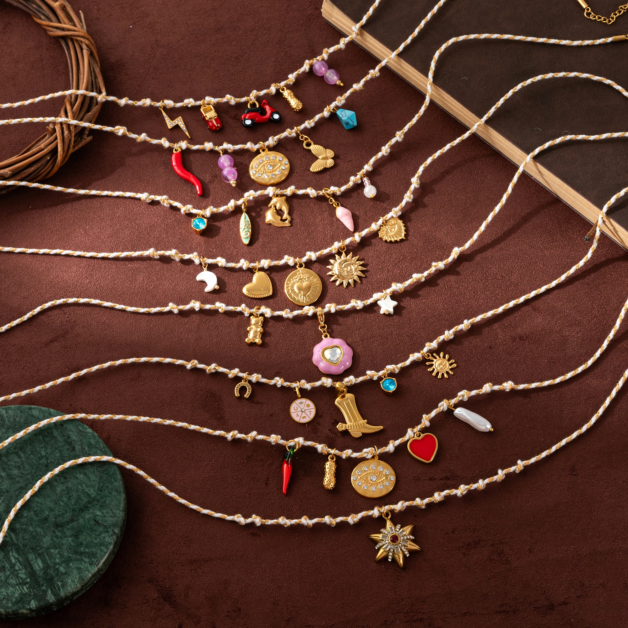 من المألوف نمط جديد الحب الشمس الدب الفلفل الحار متعدد قلادة قلادة مجوهرات من صلب لا يصدأ