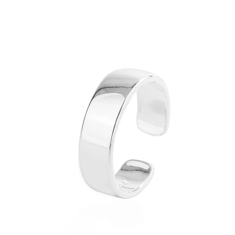 Unisex 925 Sterling Silver Smooth Round Opening Ring
