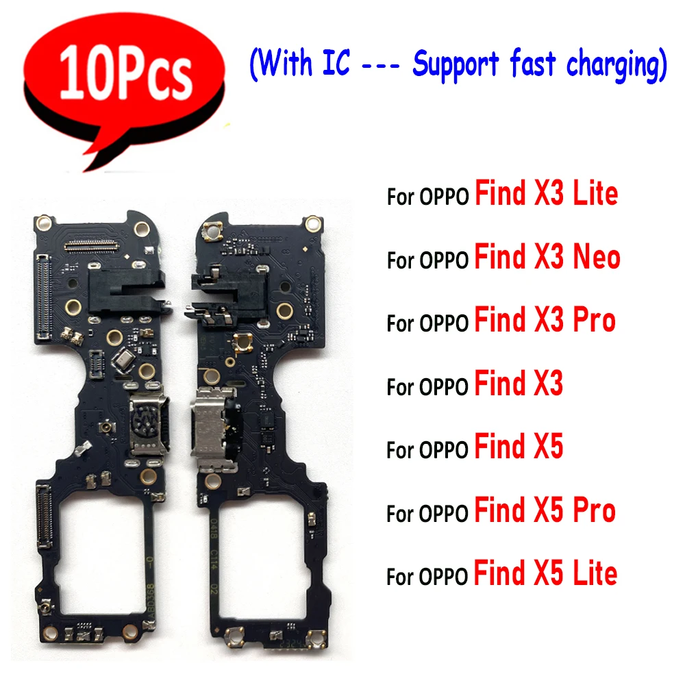 10Pcs，NEW USB Charging Port Dock Charger Plug Connector Board Flex Cable For OPPO Find X3 X5 Lite X3 Pro X3 X5 Neo Fast Charging