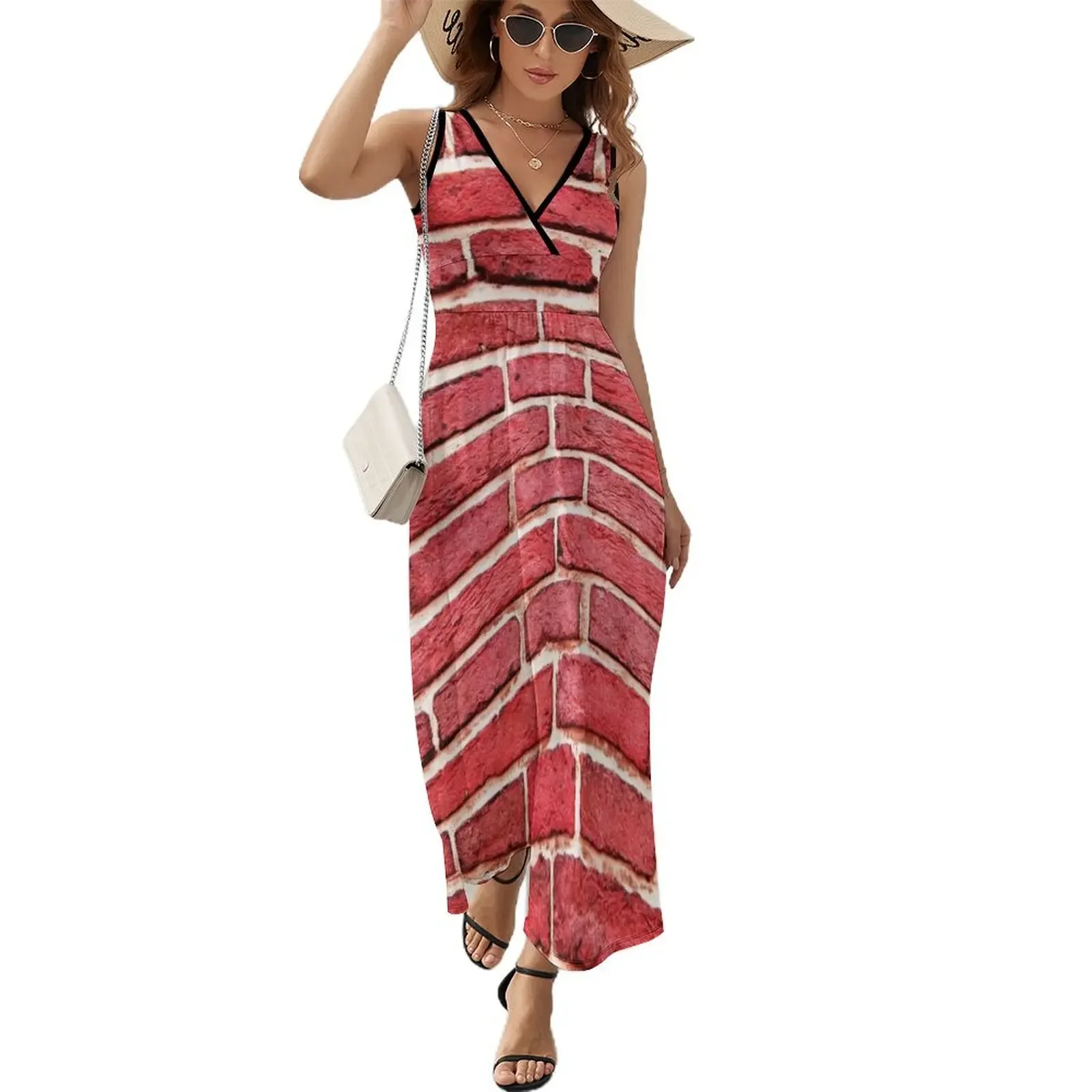 

Bright Red Brick Wall Brickwork Themed Design Short-Sleeved Dress dress ceremony dresses Dress