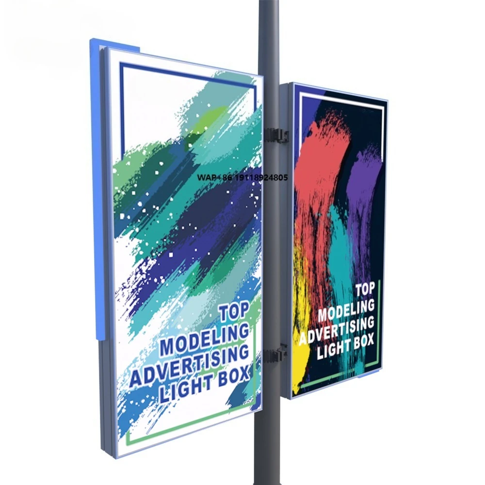 Lamp Pole Light Box Fabric Light Box Illuminated Sign Board Double Sided Backlit Fabric Billboard Outdoor Light Box