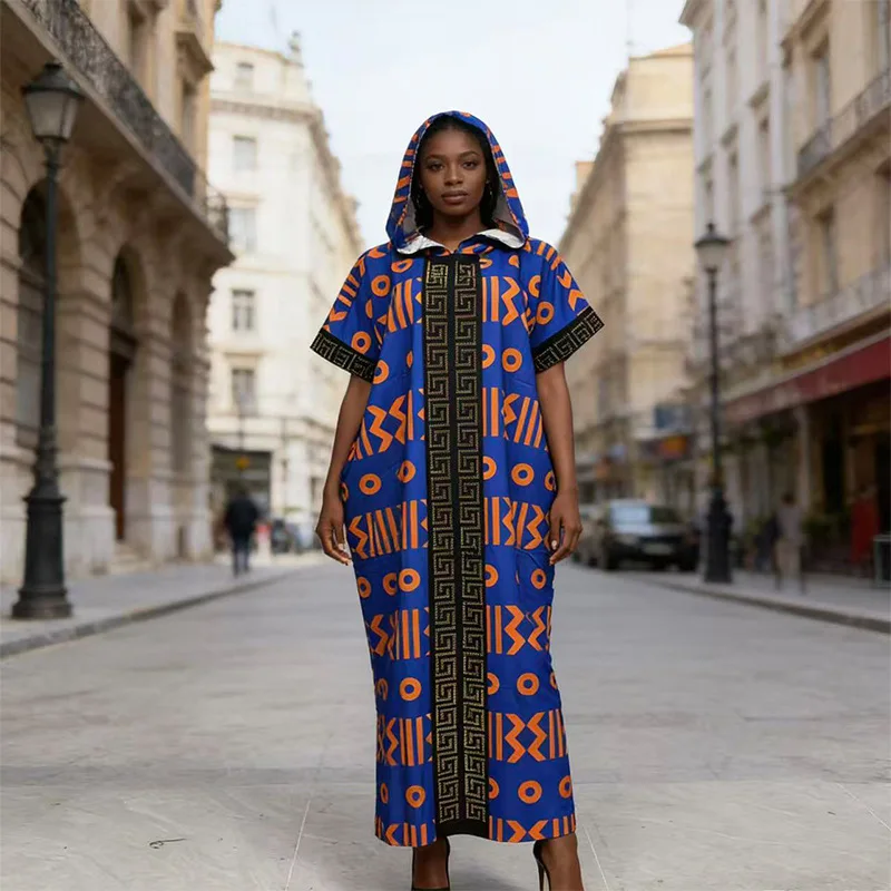 

African Clothes For Women Dress 2025 New Fashion Red Blue Party Dress Vintage Summer Gown Casual Vestidos Muslim Robe BouBou