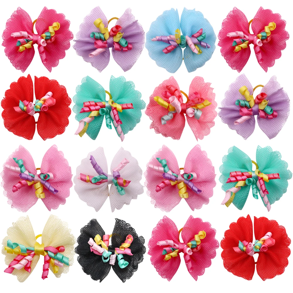 20PCS Cute Handmade Small Puppy Dog Hair Bows Pet Dog Hair Accessories Flower Bows Dog Grooming Bows for Small Dogs Pet Products