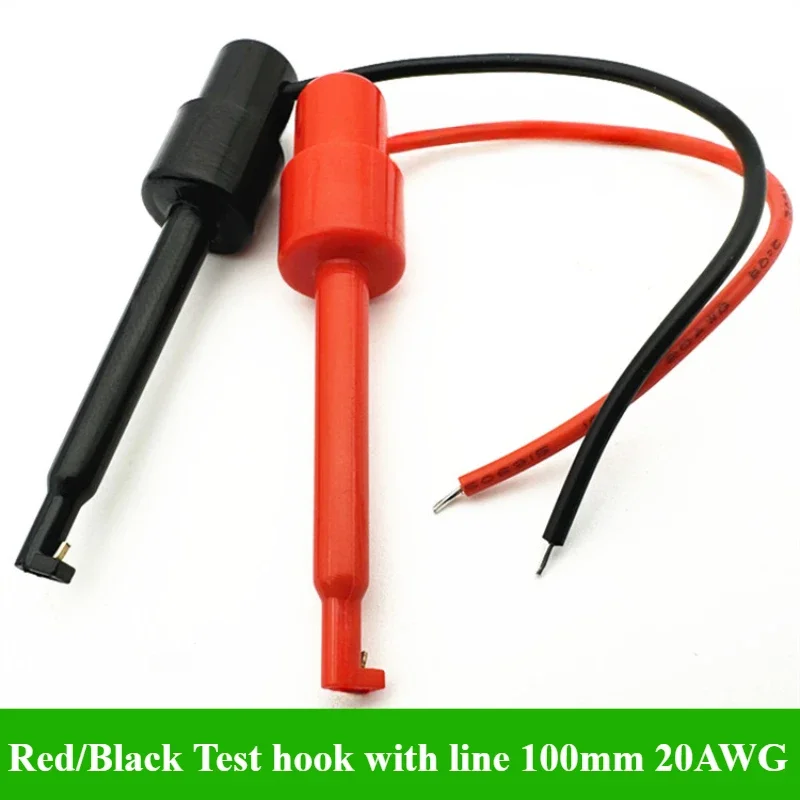 

100mm Test hook with line,test claw,logic analyzer clamp test clip connection wire,single head wire,hook,test wire,red,black