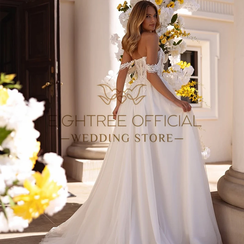 Eightree Elegant A-Line Wedding Dresses Boho Beach Sweetheart Appliques Tulle Bridal Dress Wedding Ball Prom Gowns Customized