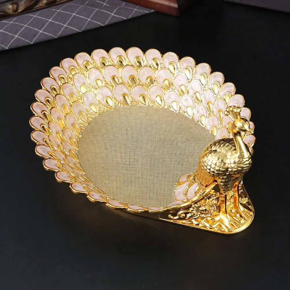 Modern Peacock Style Fruit Plate Metal Serving Bowl Decorative Candy Tray For Home Living Room Tableware