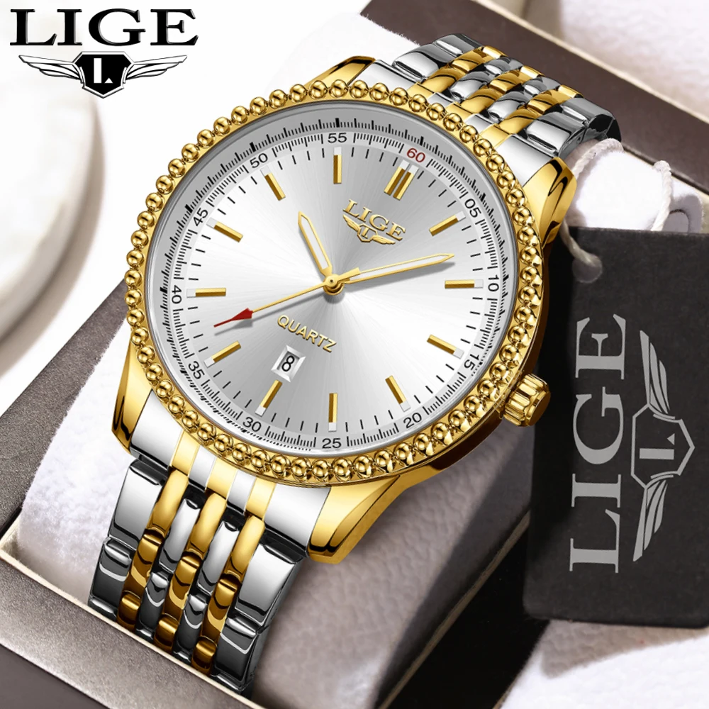 

LIGE Man Watch Top Brand Luxury Stainless Steel Band Watch for Men Reloj Hombre 30M Waterproof Luminous Business Auto Date Clock