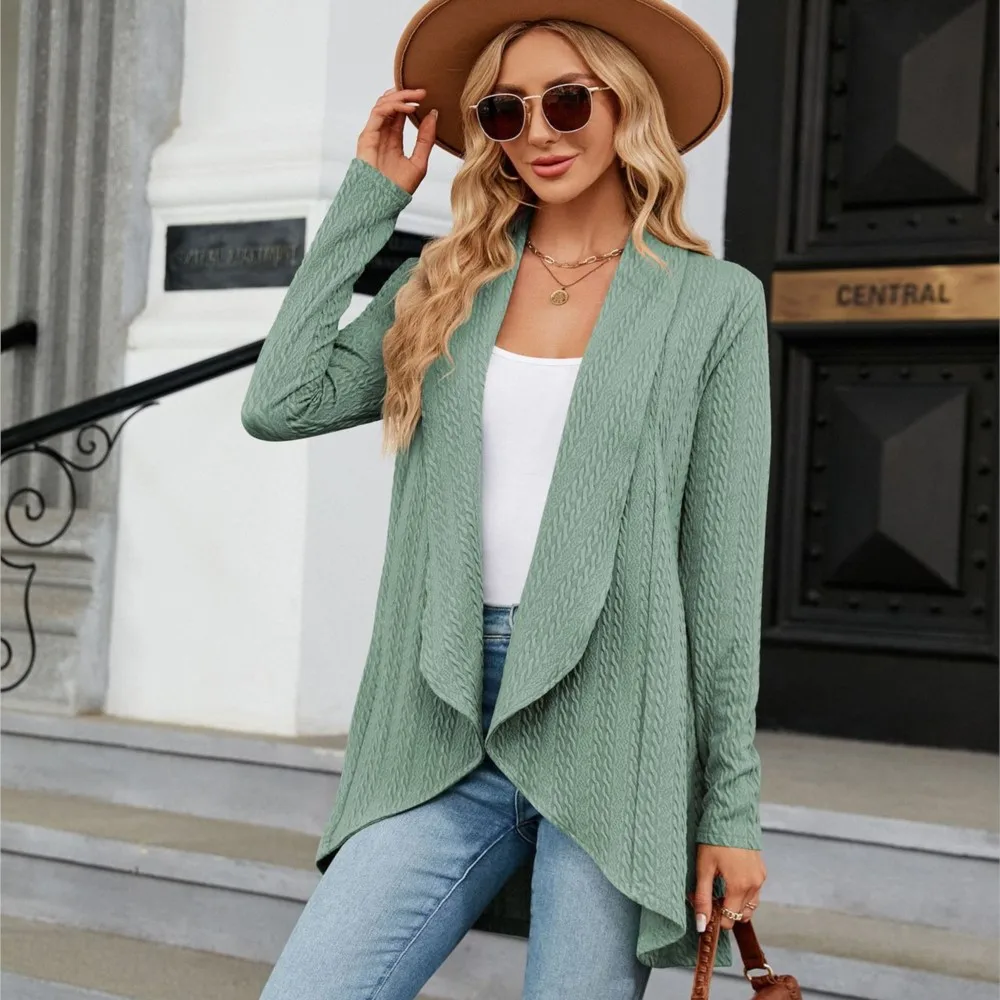 Women's Casual Irregular Splicing Coat 2024 Autumn Winter New Long Sleeved Solid Color Loose Cardigan Top Female Knitted Jacket