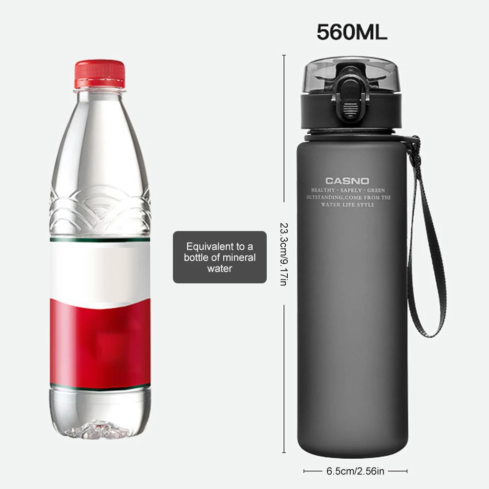 560ML Water Bottle BPA Free Outdoor Travel Portable Gym Fitness Jugs Leak Proof with Strap for Office Gym Outdoor Sports