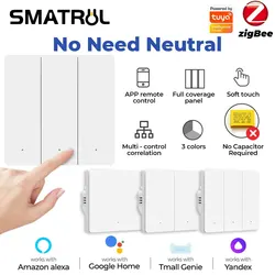 Tuya Zigbee EU Smart Light Switch No Neutral Wire No Capacitor Needed Smart Life APP Support Alexa Google Home