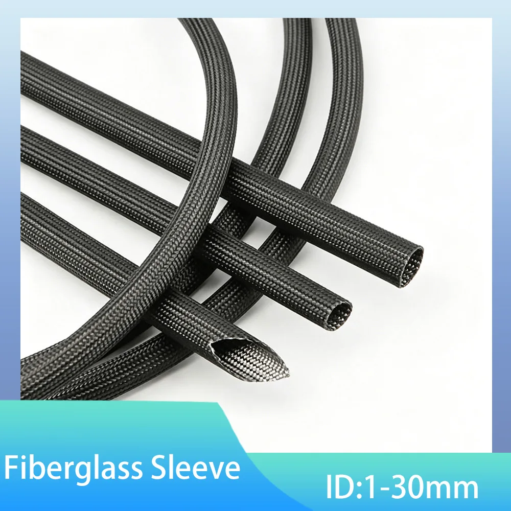 1/2/5M Fiberglass Tube ID 1mm~30mm Cable Sleeve Soft Chemical Fiber Glass Wire Wrap Protector Insulation High Temperature Pipe