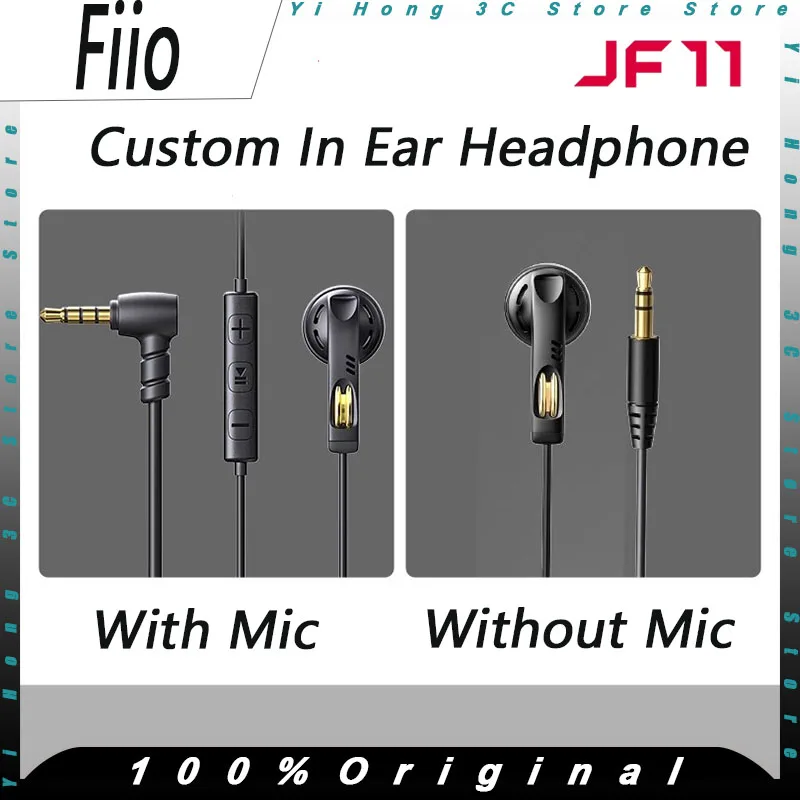 FiiO JF11 Headphones with Mic 14.2mm Dynamic Driver Bass Music Sport Earphones Wired Earbuds Custom Earplugs For Laptop Iphone