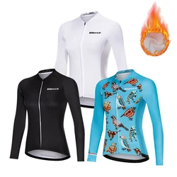 Mieyco-Fleece Cycling Jersey for Women, Long Sleeve, Mountain Bike Camisetas, Bicycle Sports Top, Winter, 2024