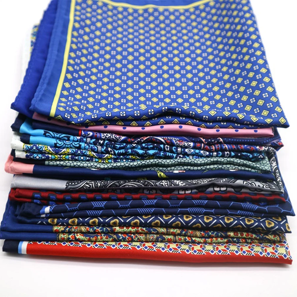 Wholesale 15 Piecess Men\'s Pocket Squares 12.5In Large Silky Floral Pocket Square For Men Women Handkerchiefs Set Assorted