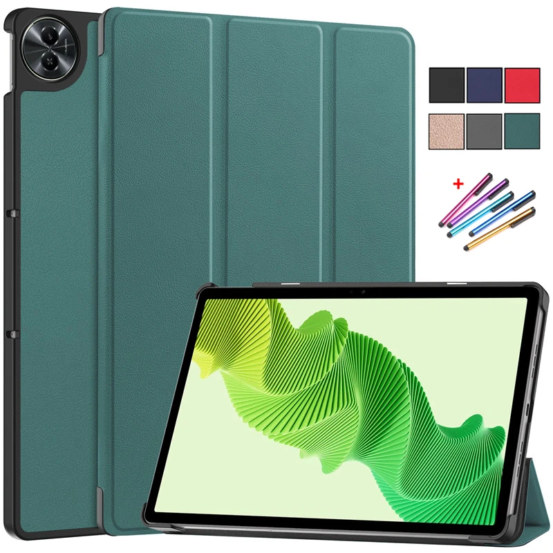 For Realme Pad 2 Case 11.5 inch Tri-Fold Leather Magnetic Stand Tablet Funda For Realme Pad 2 Cover For real me pad 2 Case + Pen