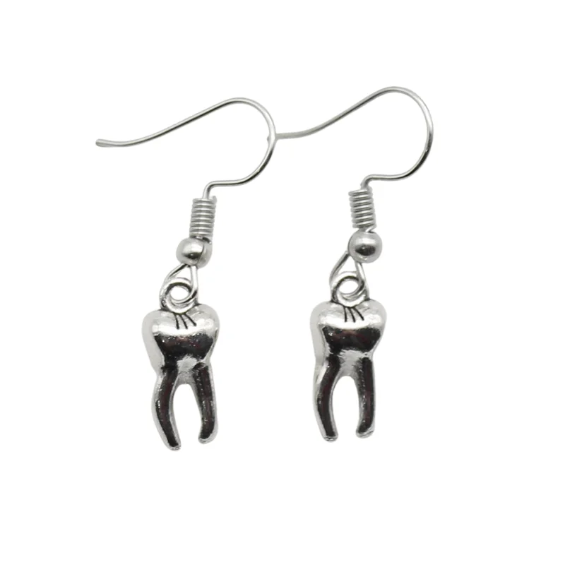 Personality Creative Fun Metal Tooth Earrings Pendant Dentures Ear Studs Punk Fashion Dentist Ladies Accessories