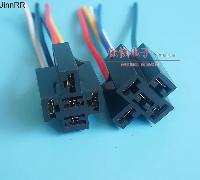 5pcs Automobile 12V 24V 40A 4-pin 5-pin relay general socket with wire inlet high load