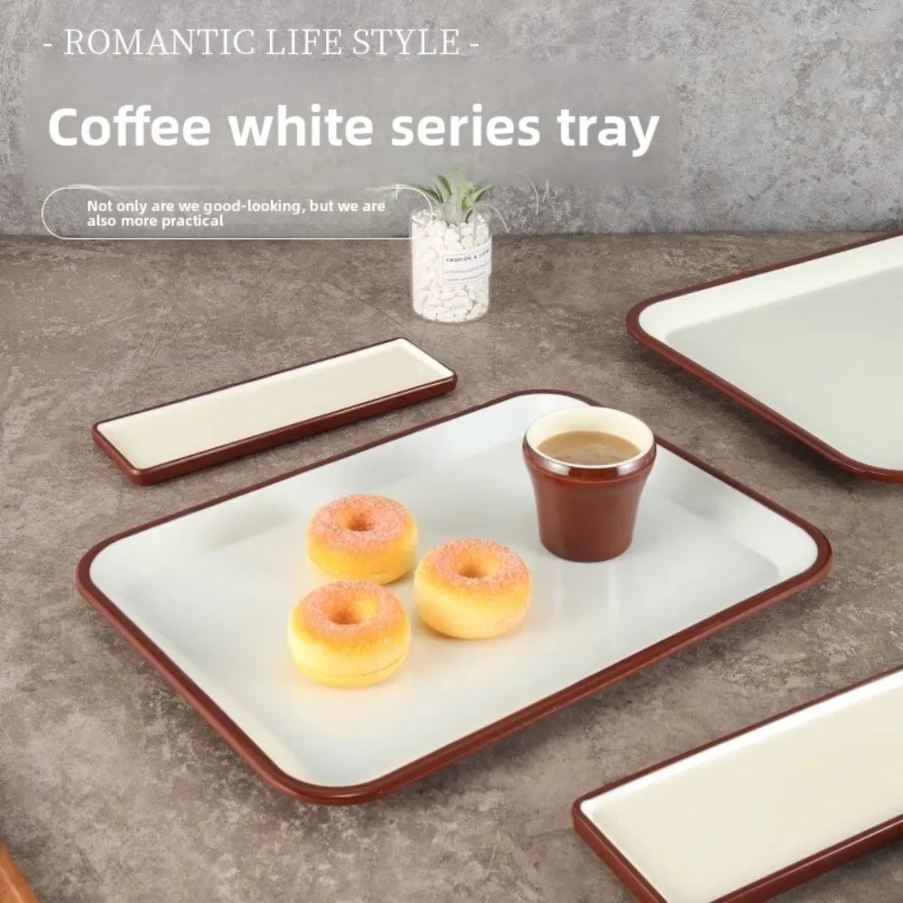 

Rectangular Melamine Plastic Plate for Cake Bread Dinner Serving Tea Tray Cup Ideal for Commercial Home Use Durable Lightweight